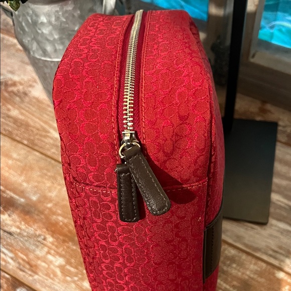 Coach Red and Brown Toiletry Bag - Picture 5 of 8